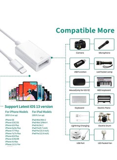 "Apple MFi Certified Lightning to USB Adapter – USB 3.0 OTG Data Sync Cable for iPhone & iPad, Compatible with Card Readers, Keyboards, Mice, and USB Drives"