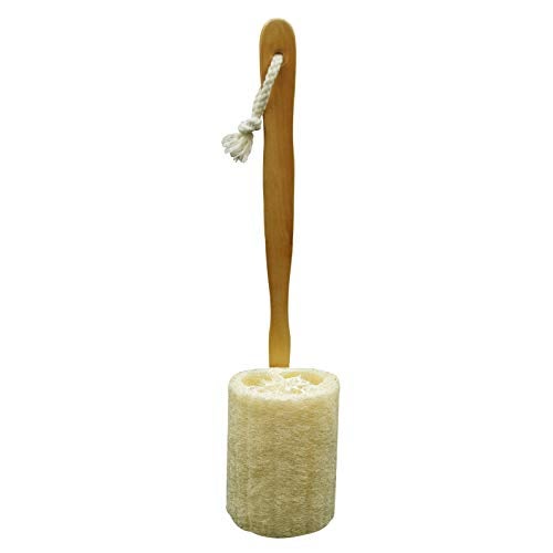 TTYBG Natural Exfoliating Loofah Luffa Loofa Back Sponge Scrubber Brush with Long Wooden Handle Stick Holder Body Shower Bath Spa Pack of 1 - Image 1