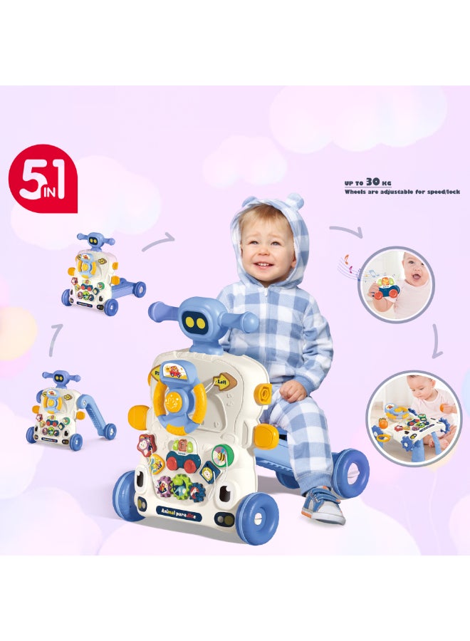 COGNIKIDS عربة نشاط للأطفال 5 في 1 مع أضواء وموسيقى – عربة أطفال، طاولة ألعاب، لعبة ركوب، سكوتر، لعبة سيارة قابلة للفك – سرعة قابلة للتعديل، لعبة تعليمية للأطفال من 1-3 سنوات - Image 5