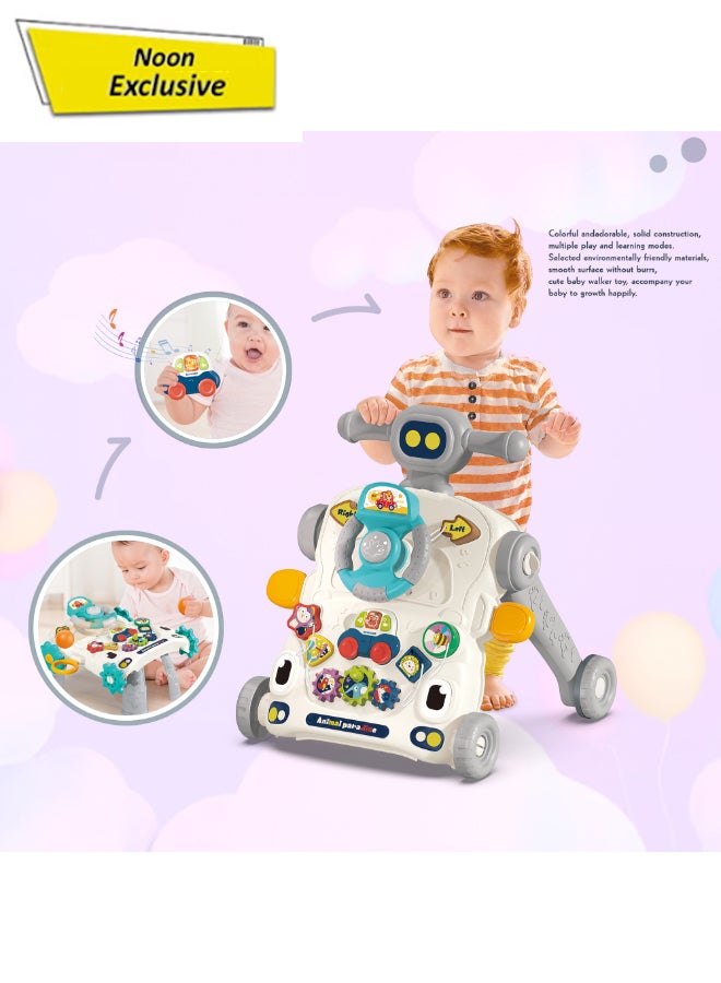 COGNIKIDS عربة نشاط للأطفال 5 في 1 مع أضواء وموسيقى – عربة أطفال، طاولة ألعاب، لعبة ركوب، سكوتر، لعبة سيارة قابلة للفك – سرعة قابلة للتعديل، لعبة تعليمية للأطفال من 1-3 سنوات - Image 1