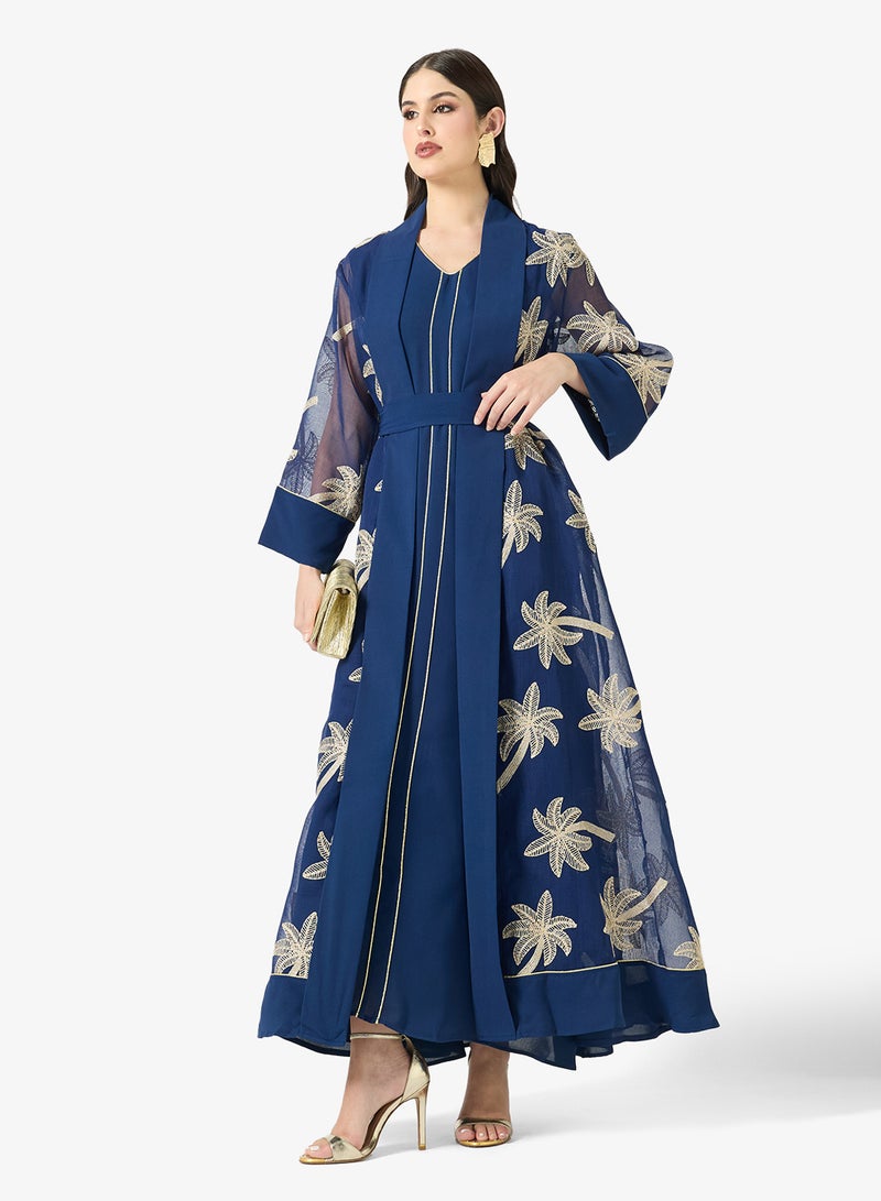 خزانة عباية مطرزة مع فستان داخلي - Image 1