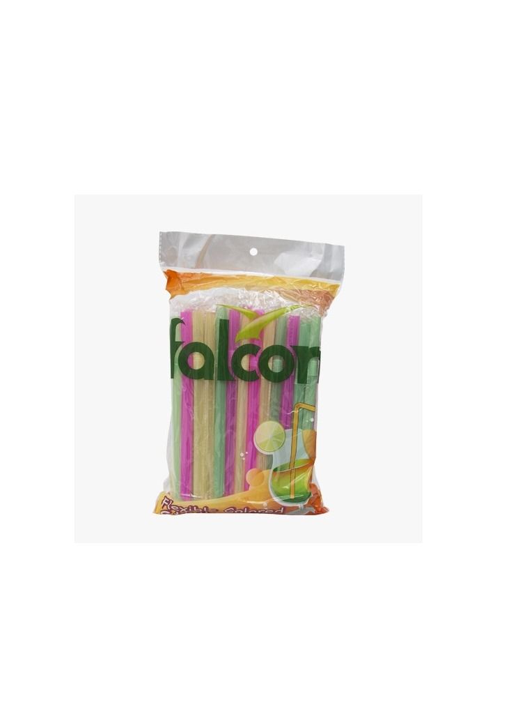 Falconpack 50PC Disposable Flexible Plastic Drinking Straw Flex Wrap Mixed Color Strip 12MM - Image 1