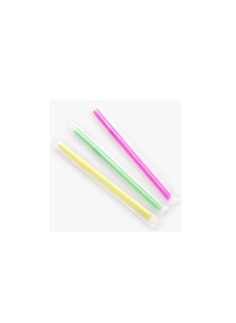 Falconpack 50PC Disposable Flexible Plastic Drinking Straw Flex Wrap Mixed Color Strip 12MM - Image 2