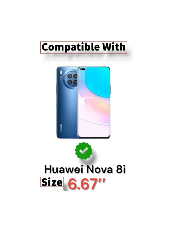 For Huawei Nova 8i Silicone Back Case with Leather Handle Wrist Strap , Kickstand Back Feature Landscape and Portrait , Magnetic Holder Compatible with Huawei Nova 8i (6.67'') (Red) - Image 2