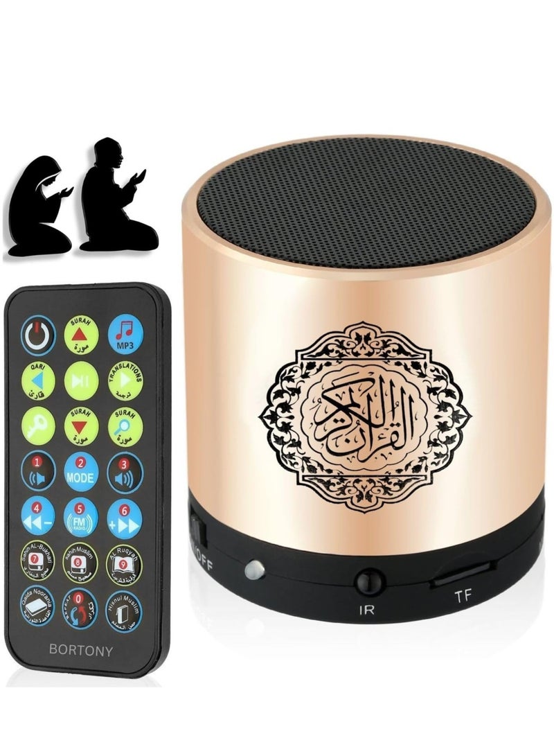 SQ200 Portable Bluetooth Quran Speaker – 8GB MP3 Player with Remote Control, FM Radio, and Quran Translation (Golden) - Image 1