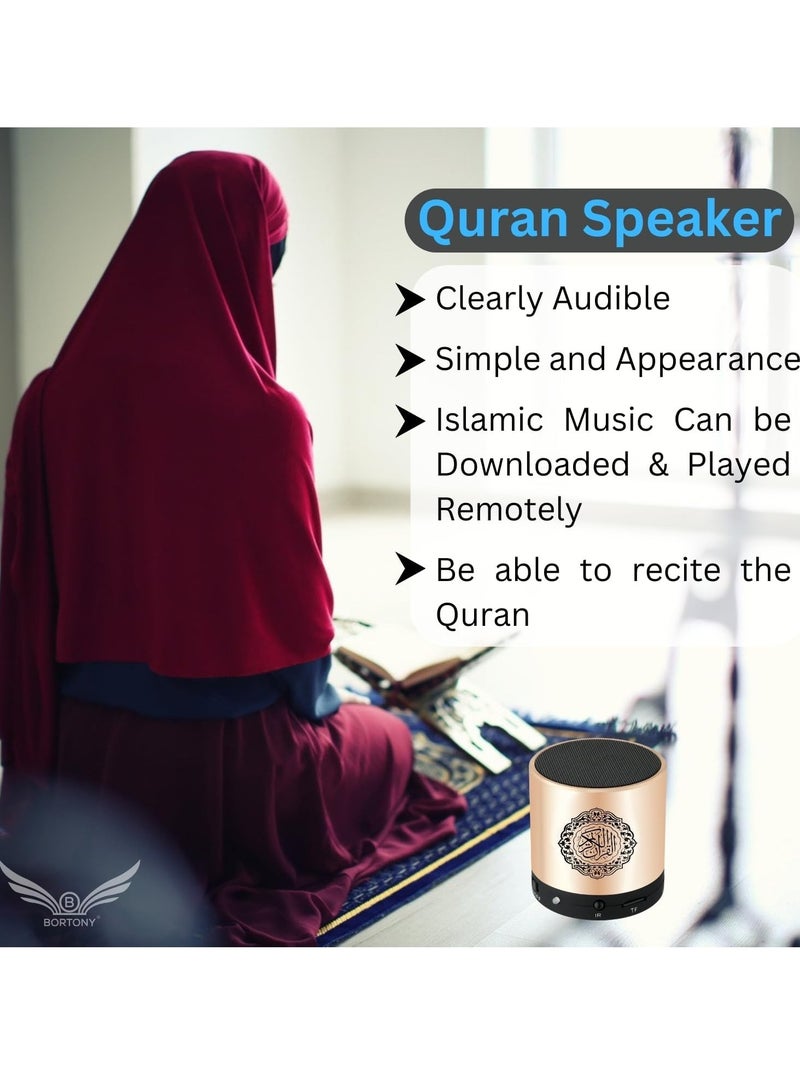 SQ200 Portable Bluetooth Quran Speaker – 8GB MP3 Player with Remote Control, FM Radio, and Quran Translation (Golden) - Image 2