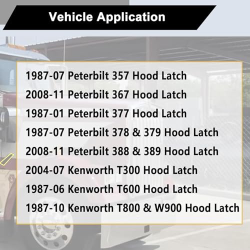 koxuyim قفل غطاء محرك الشاحنة المطاطي الأسود Koxuyim وكتيفة الالتقاط لبيتر بيلت 357، 367، 377، 378، 379، 388، 389 وكنورث W900، T300، T600، T800 (2 قطع) - Image 5
