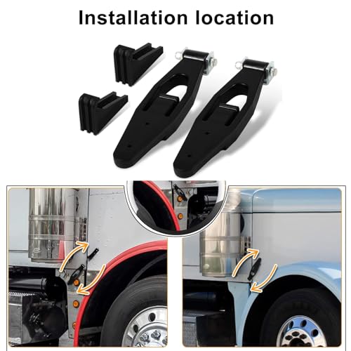 koxuyim قفل غطاء محرك الشاحنة المطاطي الأسود Koxuyim وكتيفة الالتقاط لبيتر بيلت 357، 367، 377، 378، 379، 388، 389 وكنورث W900، T300، T600، T800 (2 قطع) - Image 4