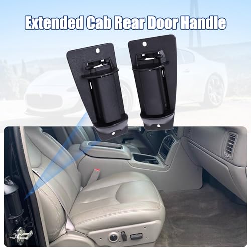 NPAUTO Exterior Extended Cab Rear Door Handle Replacement for 1999-2007 Chevy Silverado GMC Sierra, Pickup 3rd Third Side Door Handle Left Driver & Right Passenger Side 15758172 15758171, Black - Image 2