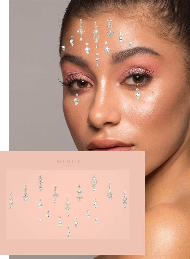 MERCY LONDON Priyanka Silver Bindis ✮ MERCY LONDON Crystal Indian Bindi Face Jewels Gold Silver Multi Packet Bridal - Image 1