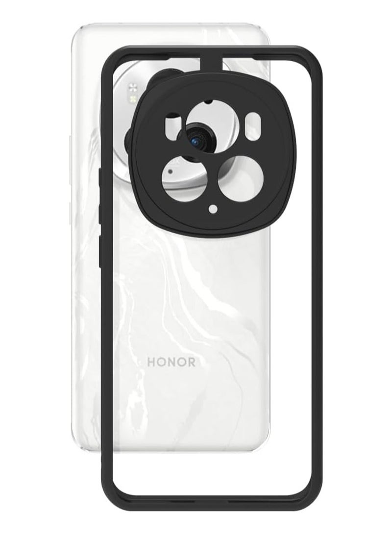 متوافق مع Honor Magic 6 Pro Case شفاف، مقاوم للصدمات بدرجة عسكرية ومضاد للاصفرار، جراب هاتف نحيف واقٍ كامل مع حماية عدسة الكاميرا - أسود - Image 5