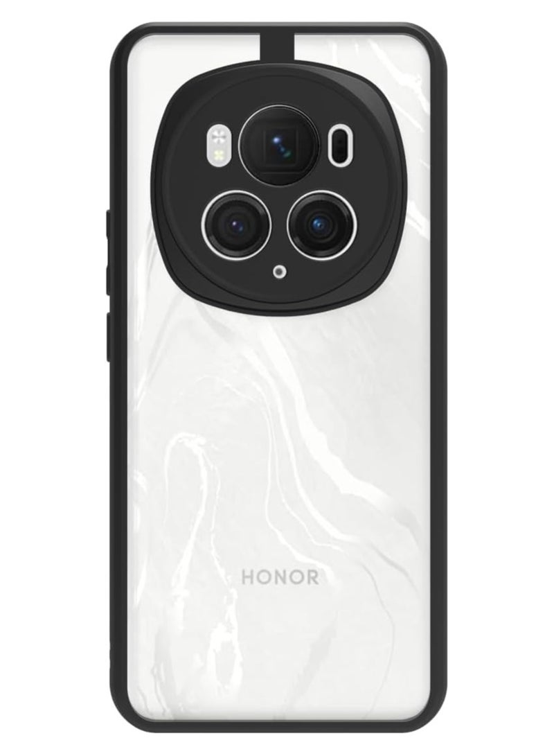 متوافق مع Honor Magic 6 Pro Case شفاف، مقاوم للصدمات بدرجة عسكرية ومضاد للاصفرار، جراب هاتف نحيف واقٍ كامل مع حماية عدسة الكاميرا - أسود - Image 1