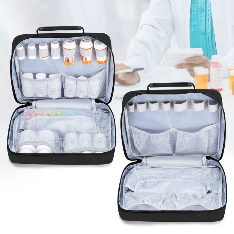Damero Pill Bottle Organizer, Medicine Bottles Storage Bag Medication Travel Carrying Case for Pill Organizer, Vitamins, Medical Supplements, Black, Patent Design - Image 4