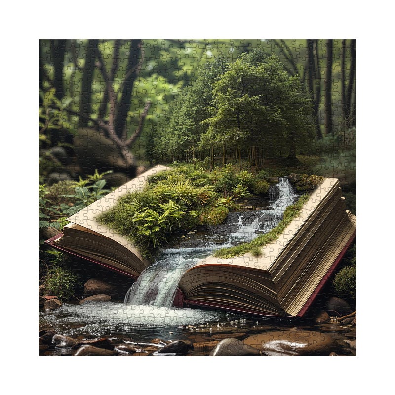 BBOLDIN Book Forest Puzzle for Adults 1000 Pieces Nature, Fantasy Plant Jigsaw Puzzle, Cozy Tree River Green Puzzle - Image 2