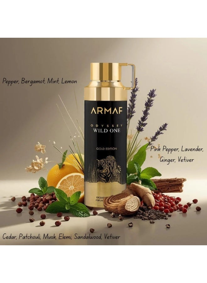 Armaf Odyssey Wild One Gold Edition Perfume Body Spray 200Ml - Image 3