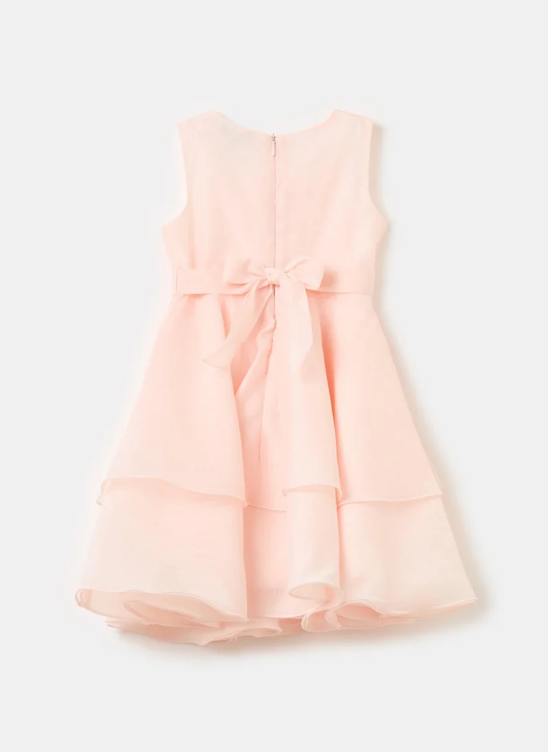 او في اس Tiered Dress In Organza With Flower
