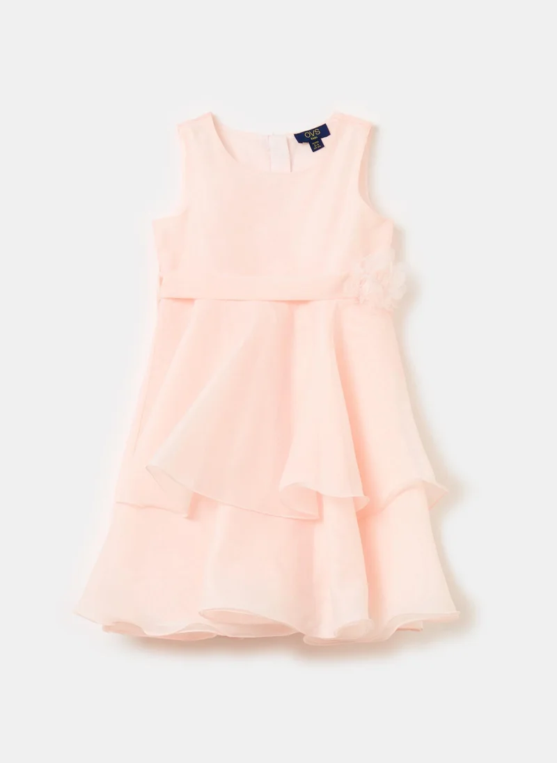 او في اس Tiered Dress In Organza With Flower