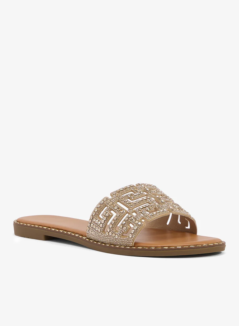 ترافل من نمشي صنادل مسطحة مزينة بأحجار الراين