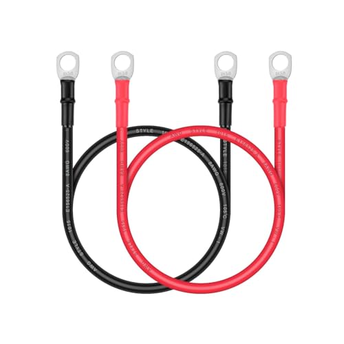 iGreely Battery Cable - iGreely 8 AWG 8 Gauge Wire Made with Tinned Copper Wire Battery Power Inverter Cables with Terminals for Solar Panel Trolling Motor Automotive Motorcycle RV Marine Boat 2ft/60cm - Image 1