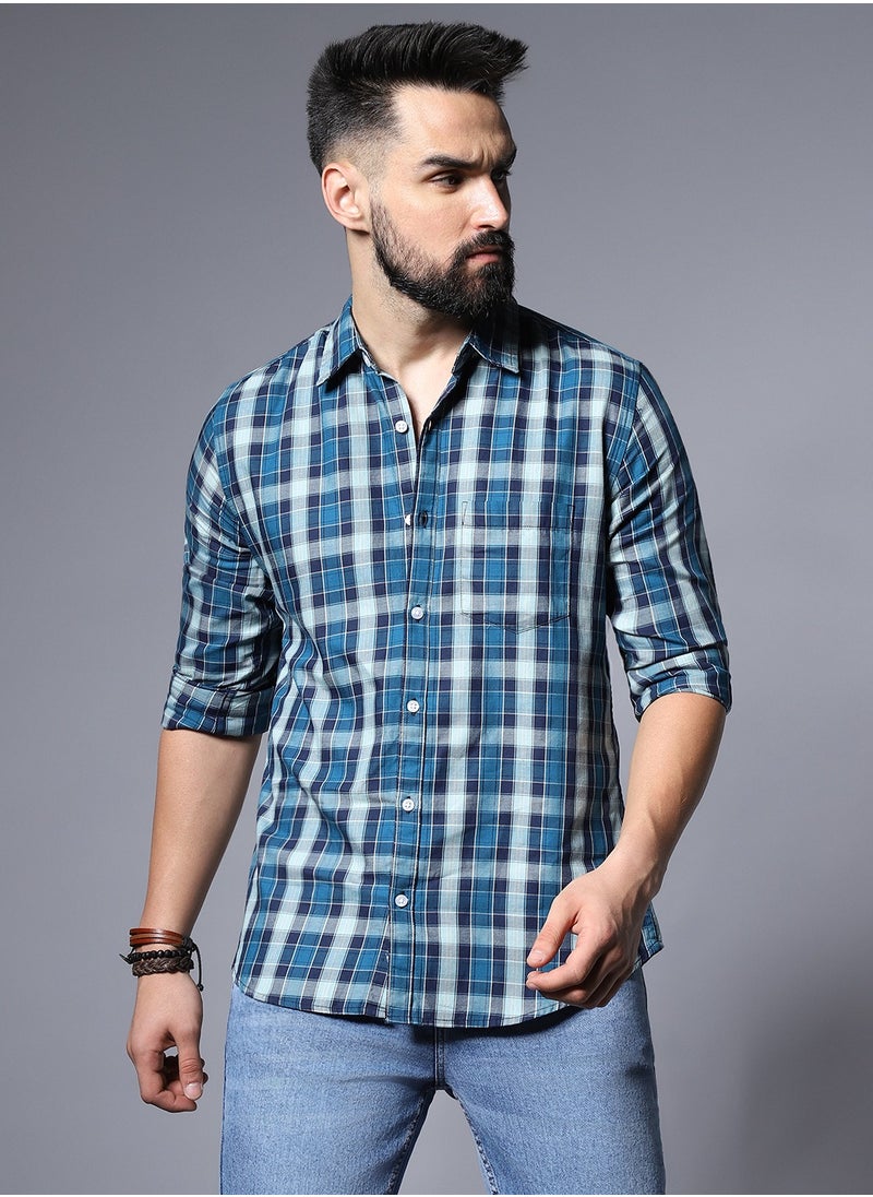 HIGH STAR - Regular Fit Blue Shirt for Men - Image 1