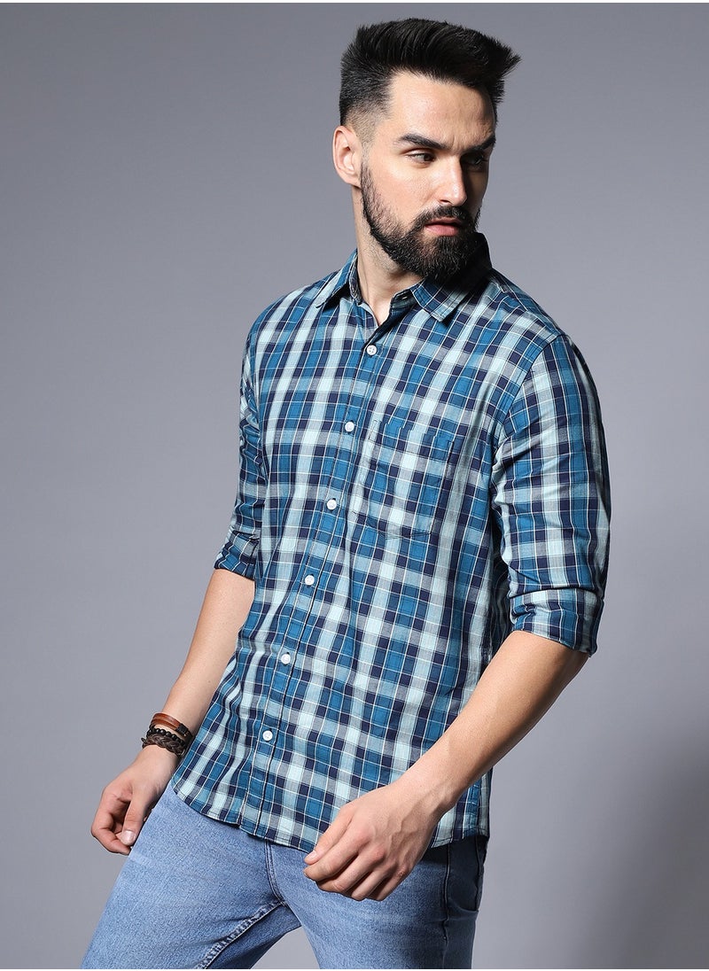 HIGH STAR - Regular Fit Blue Shirt for Men - Image 1