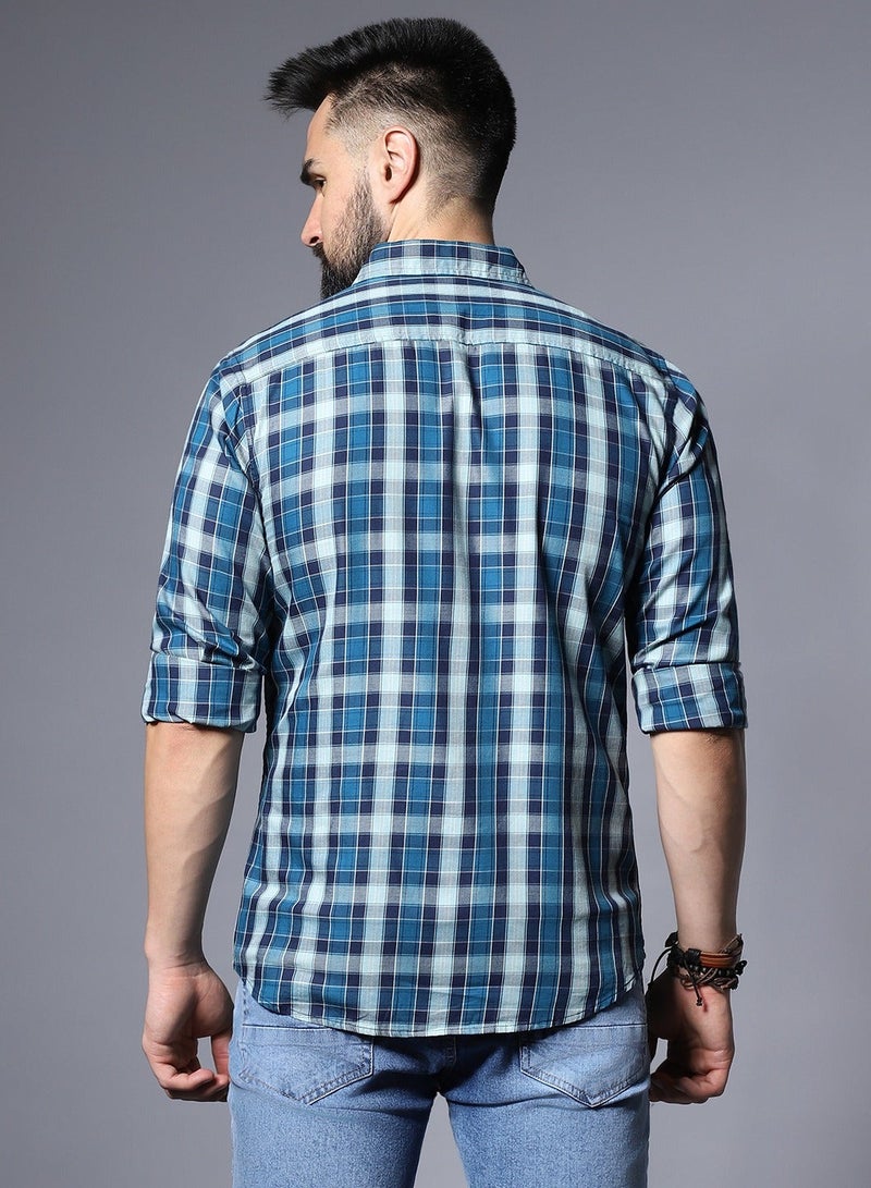 هاي ستار قميص أزرق بقصة عادية للرجال - Image 5