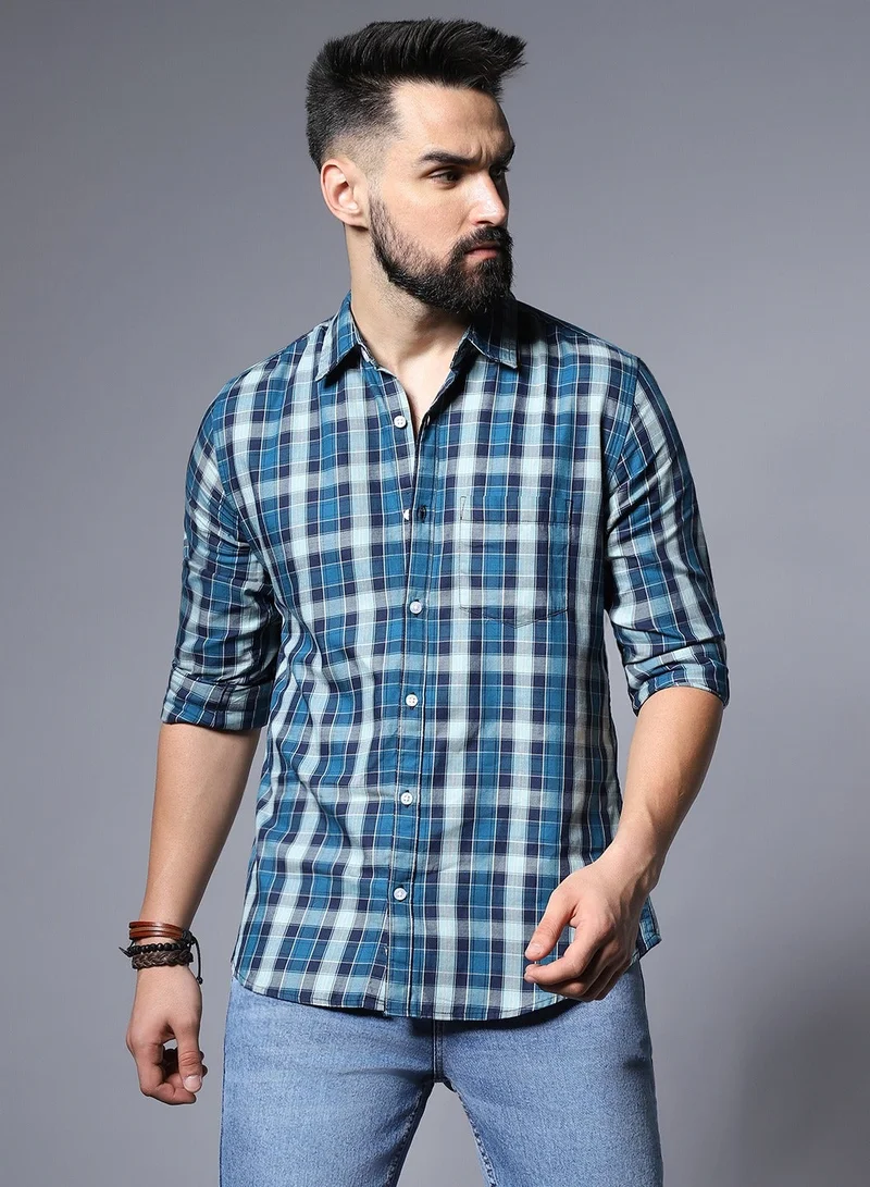 HIGH STAR Regular Fit Blue Shirt for Men