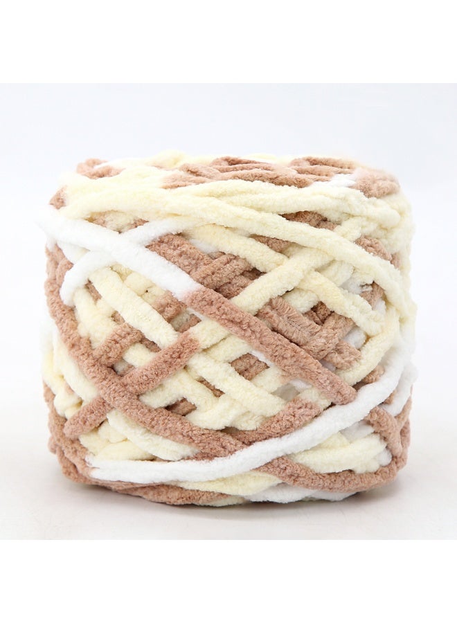 مايل ميلو خيوط صوف للحياكة 160غ × 2 متعدد الألوان، خيوط كروشيه ناعمة مكتنزة للمشاريع اليدوية باللون （​بني - أصفر فاتح - أبيض​​） - Image 3