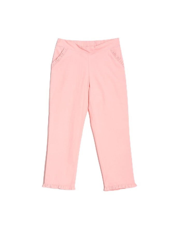 Allen Solly Girls Peach Solid Contemporary Fit Trousers - Image 1