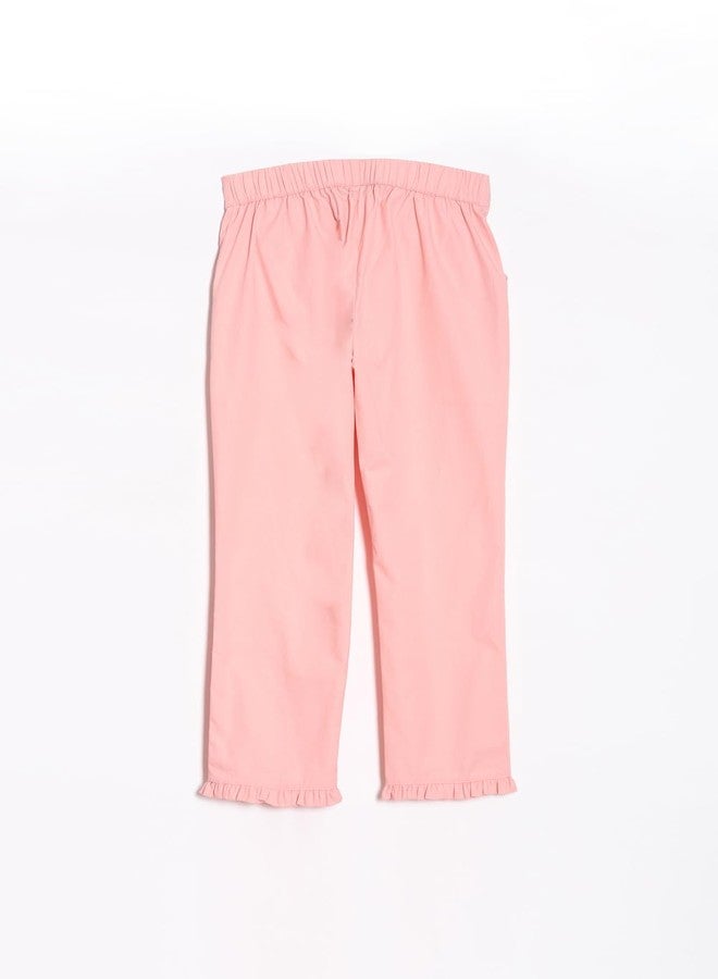 Allen Solly Girls Peach Solid Contemporary Fit Trousers - Image 2