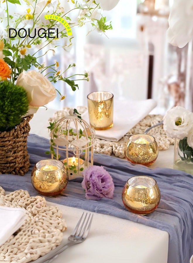 DOUGEI 12 PCS Candle holder Gold color 5.5*6.7CM - Image 4