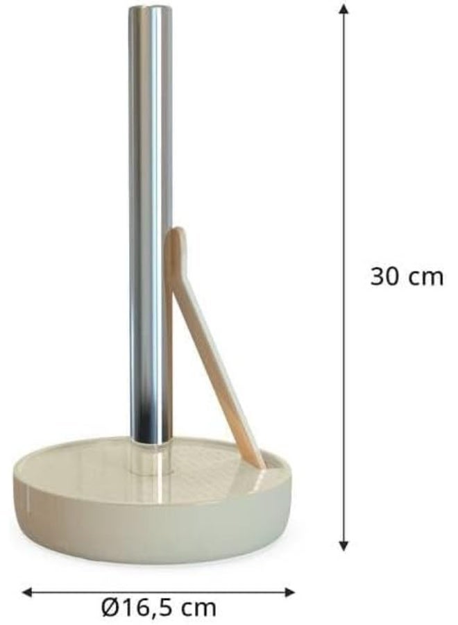 Primanova Countertop Paper Towel Holder – Stainless Steel Upright Roll Stand with Weighted Plastic Base, Fits Standard & Jumbo Kitchen Rolls (Beige) - Image 4