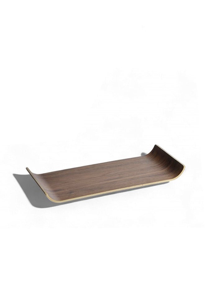 Trust Rectangular Natrual Walnut Wood Veneer Serving Tray Dark Brown 34X15CM  - Image 1