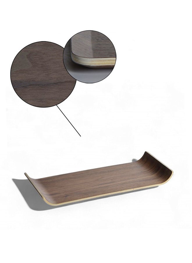Trust Rectangular Natrual Walnut Wood Veneer Serving Tray Dark Brown 34X15CM  - Image 2