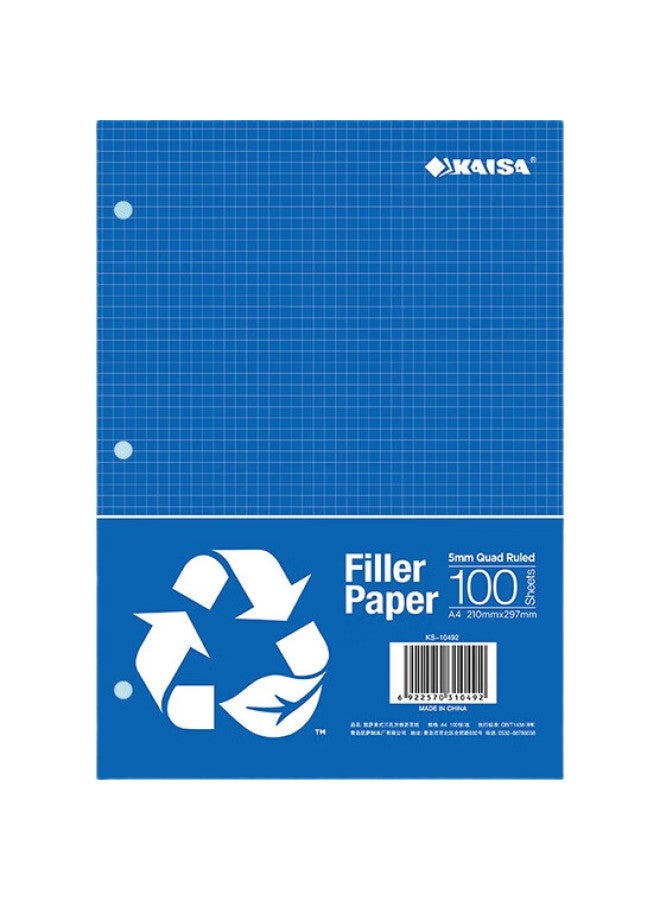 Kaisa A4/100 Sheets Three-Hole Grid Loose-Leaf Paper, 3-Hole Refill Notebook, Grid Notebook, Loose-Leaf Notebook, Journal Inner Pages, Back-To Stationery, 1 Pack - Image 2