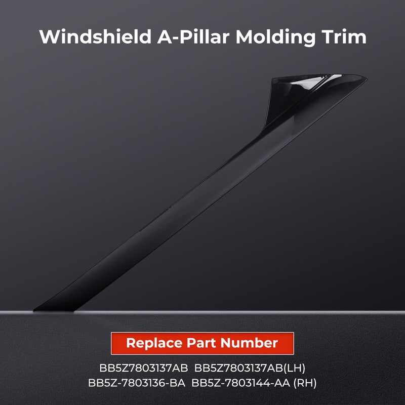 KARPAL 2 PCS A-Pillar Front Left + Right Molding Windshield Outer Trim Replacement BB5Z-7803145-AA BB5Z-7803137-AB Compatible with 2011-2019 Ford Explorer - Image 3