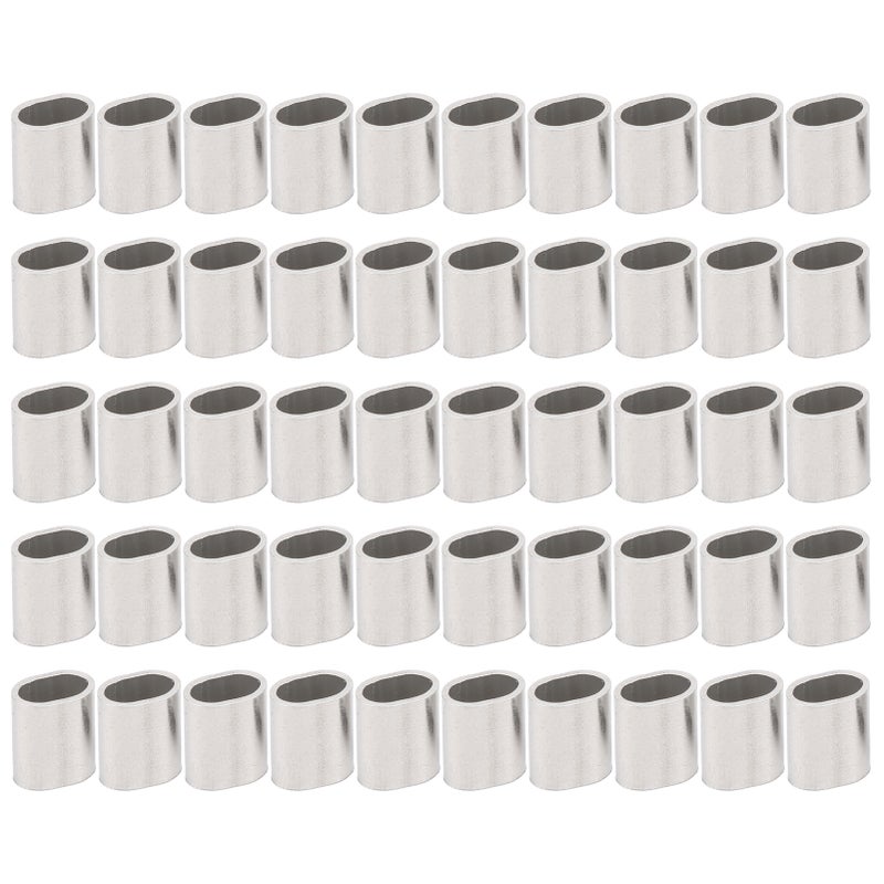 50Pcs Oval Steel Sleeve Wire Crimping Loop Stainless Steel Industrial Rigging Accessories - Image 1