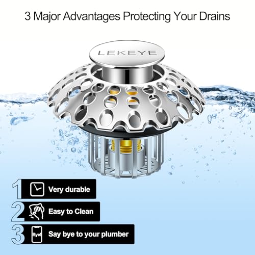 LEKEYE Tub Stopper | Shower Drain Hair Catcher | Bathroom Bathtub Plug | Pop Up Bathtub Drain Stopper for 1-1/2" to 1-3/4" Bath Drain Hole - Image 4