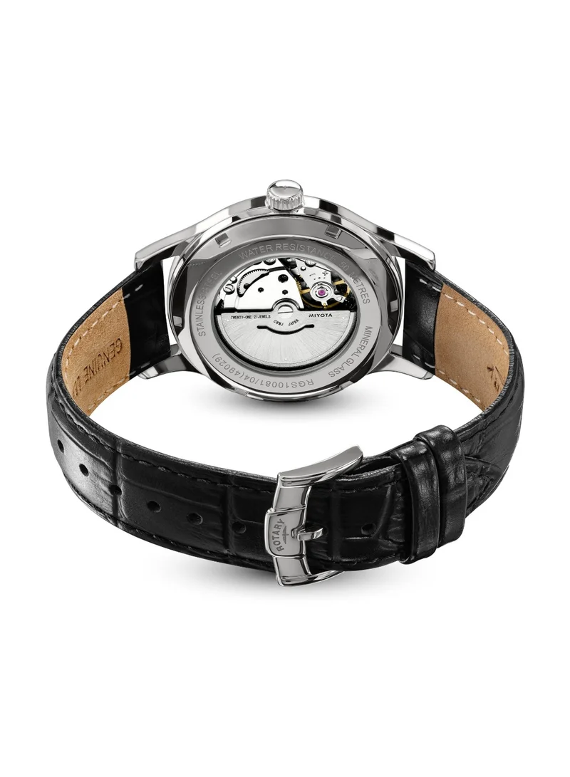Rotary  Men's 1895 Automatic Watch, 40 mm, Black Dial, Black Leather Strap for Men | Best Price UAE