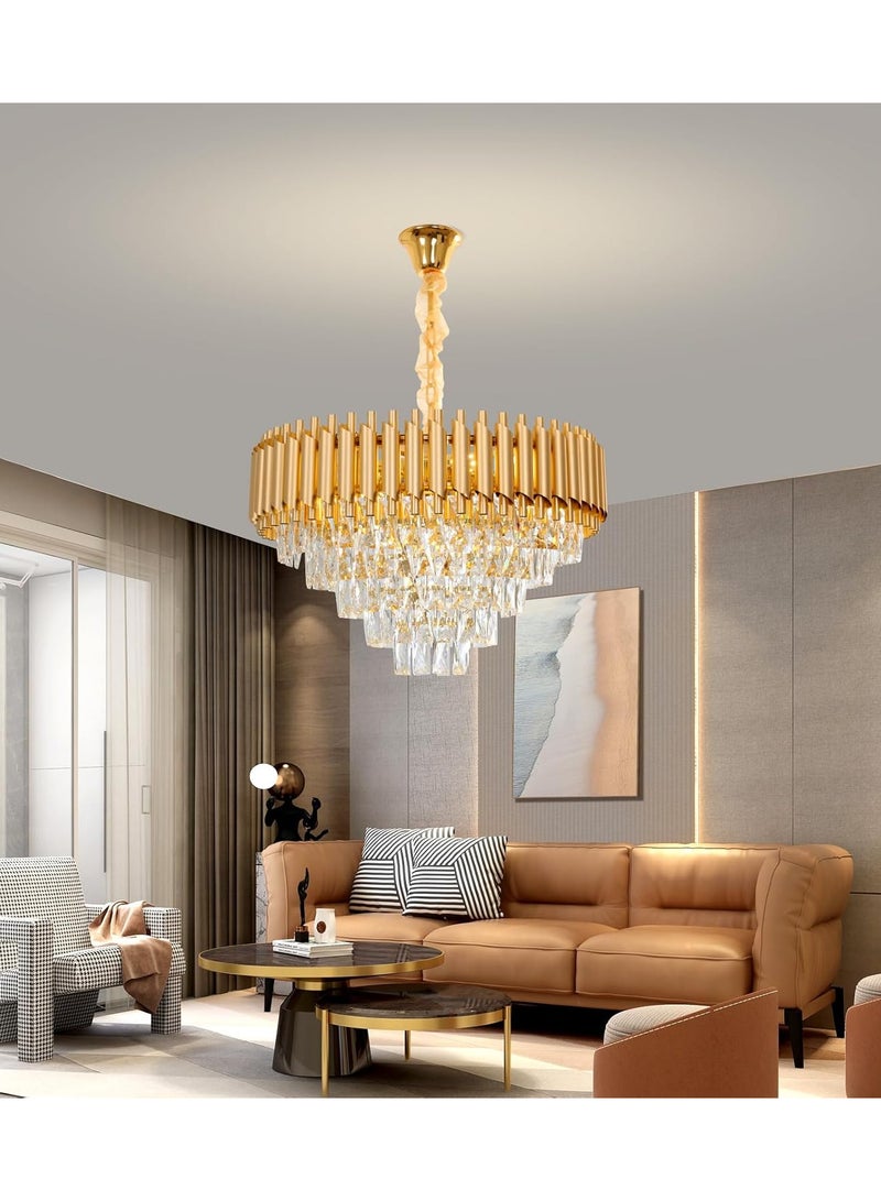 Luxury Crystal Chandelier Living Room, Dia 60Cm Gold Modern Crystal Chandelier Lamp, Round Crystal Chandelier Light For Dining Room, Hotel Hall Art Decor  - Image 5