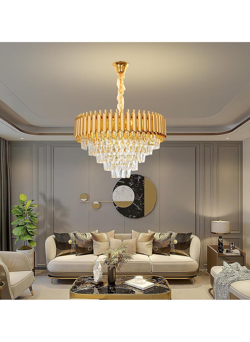 Luxury Crystal Chandelier Living Room, Dia 60Cm Gold Modern Crystal Chandelier Lamp, Round Crystal Chandelier Light For Dining Room, Hotel Hall Art Decor  - Image 2