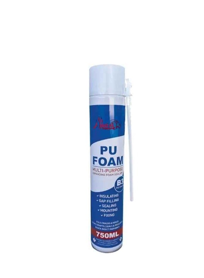 ABBASALI 750ml PU Foam Spray – Expanding Polyurethane Insulation Foam for Sealing, Filling, and Bonding. Ideal for Gaps, Cracks, and Joints. Easy Application with Precise Nozzle. Fast Curing (6) - Image 1