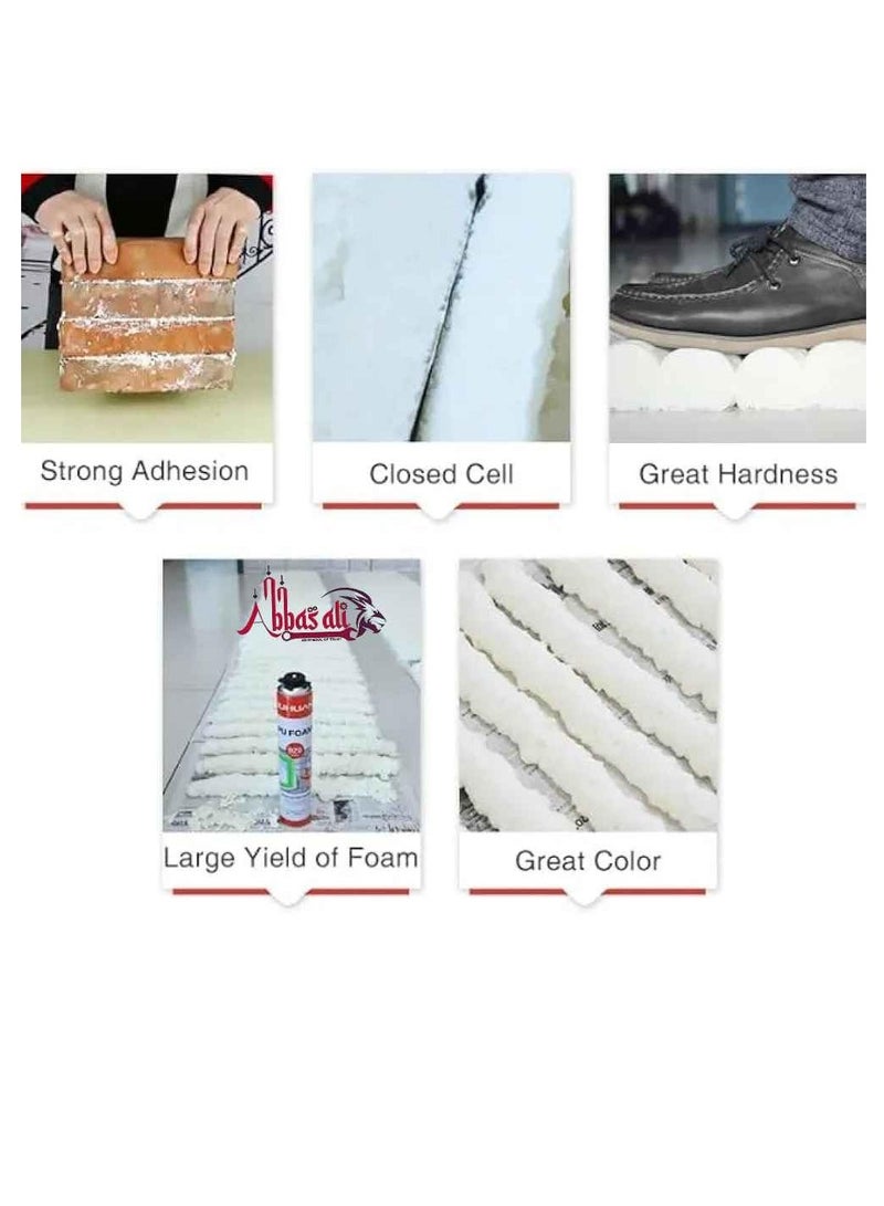 ABBASALI 750ml PU Foam Spray – Expanding Polyurethane Insulation Foam for Sealing, Filling, and Bonding. Ideal for Gaps, Cracks, and Joints. Easy Application with Precise Nozzle. Fast Curing (6) - Image 2