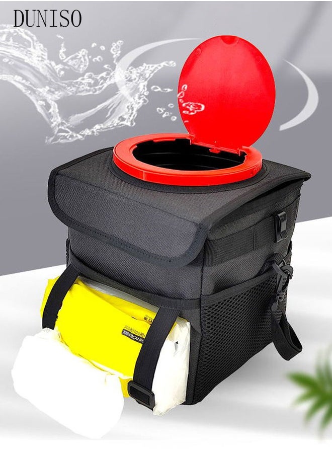 DUNISO Mini Hanging Car Trash Can with Lid Small Car Trash Bin Car Accessories for Collapsible Leakproof Separable Car Garbage Bin for Car Home Office  - Image 1