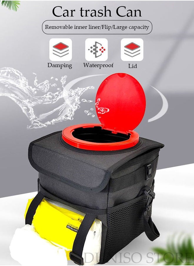 DUNISO Mini Hanging Car Trash Can with Lid Small Car Trash Bin Car Accessories for Collapsible Leakproof Separable Car Garbage Bin for Car Home Office  - Image 4