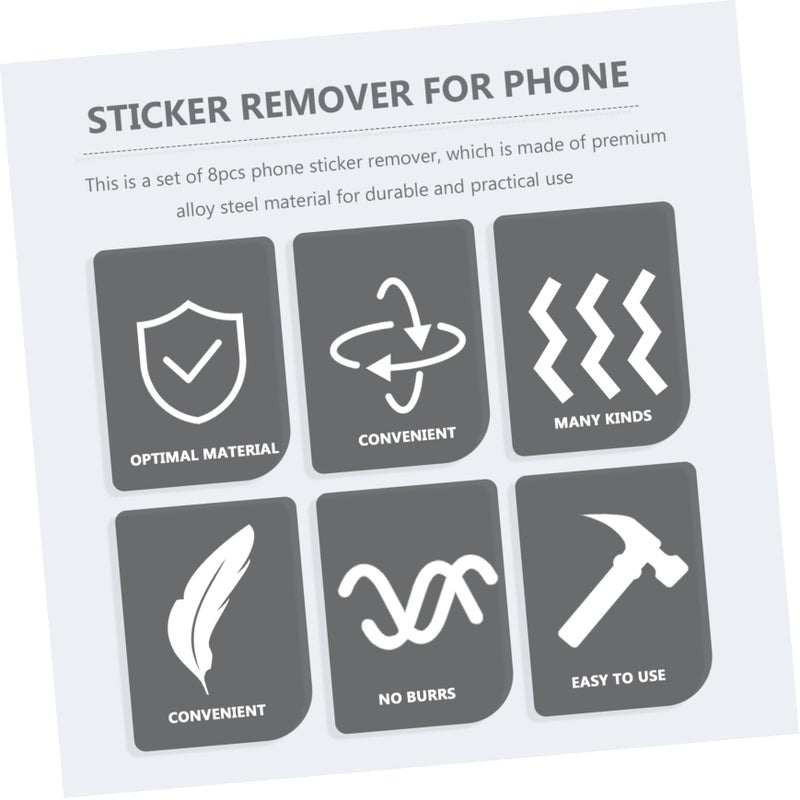 8Pcs Multi Purpose Phone Sticker Remover Ergonomic Razor Scraper Tool - Image 4