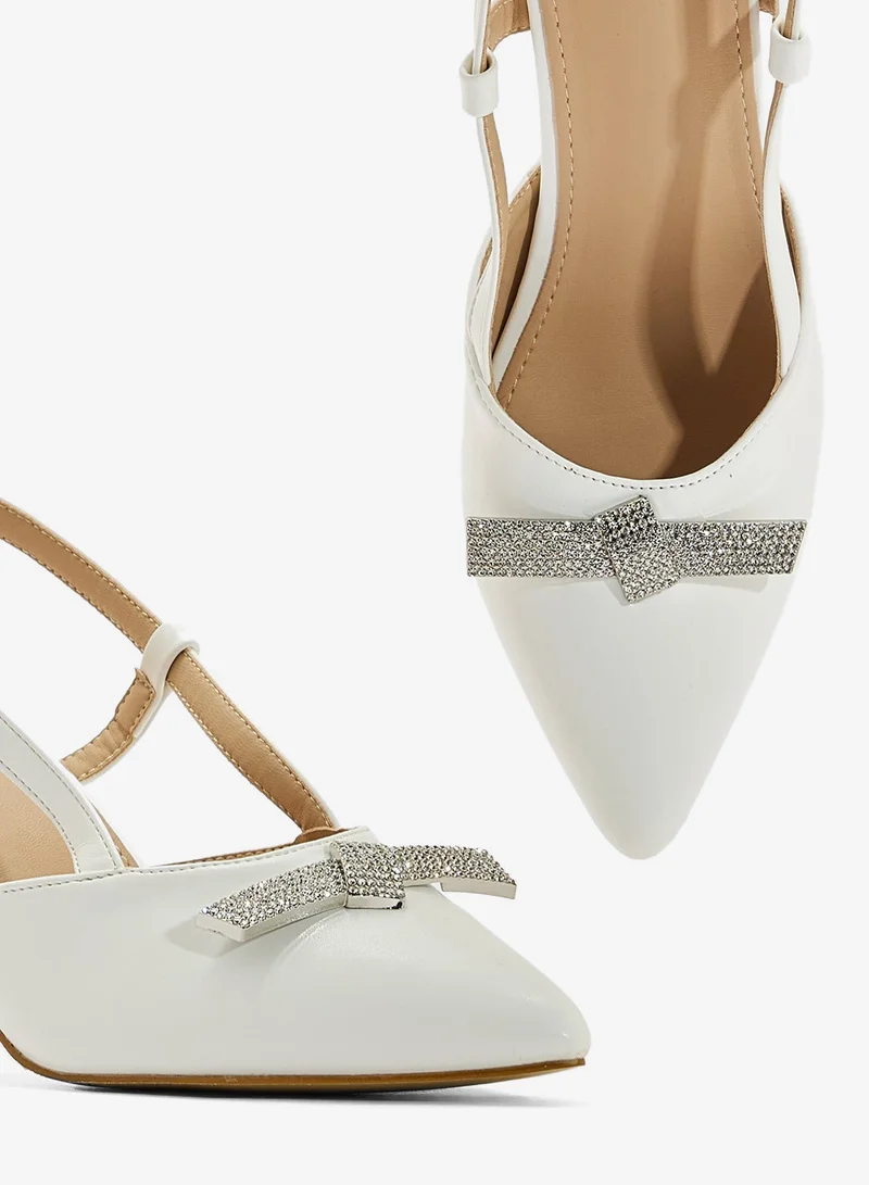Ella White Sling Back Heeled Pump for Women | Best Price UAE