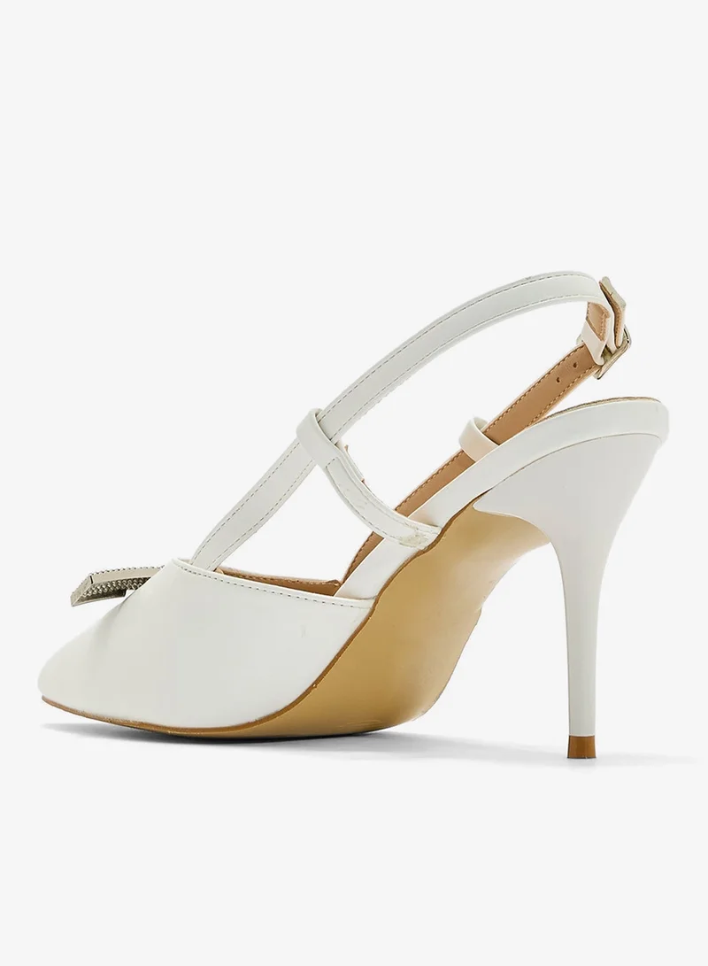 Ella White Sling Back Heeled Pump for Women | Best Price UAE