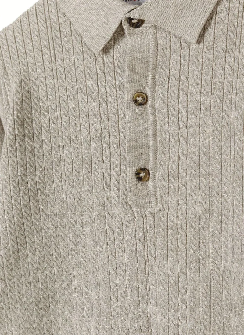 MINOTI Kids Boys Fine Knit Polo Jumper With Button