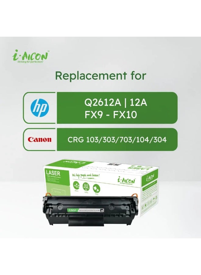 i-AICON Compatible Laser Toner Cartridge Q2612A 12A FX9 FX10 CRG 103 2000 Pages Black - Image 2
